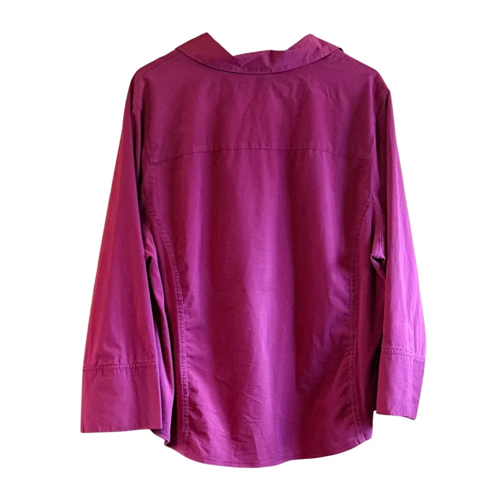 Zac & Rachel Woman Maroon Pintuck Button Down 3/4 Sleeve Blouse Top 3X - Picture 5 of 8